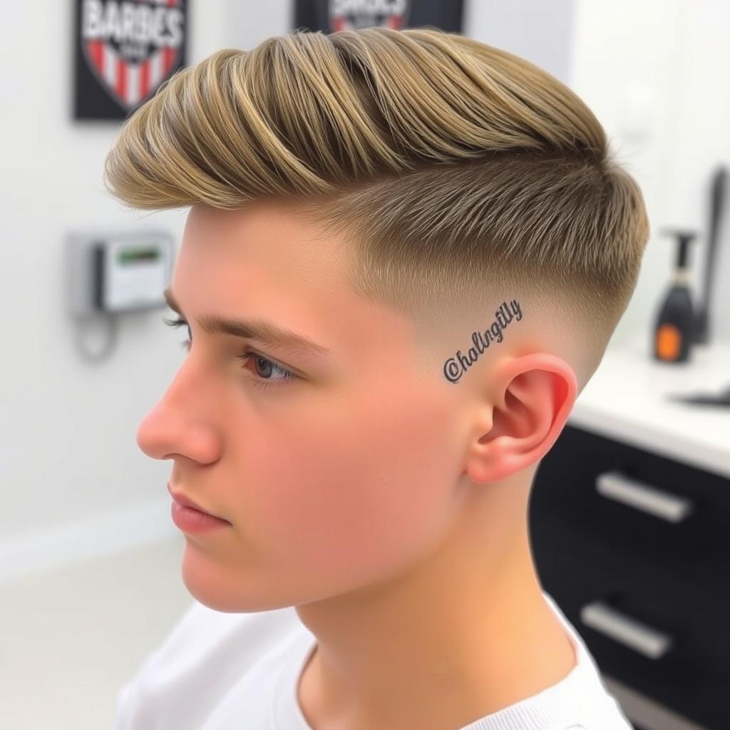 A stylish low fade haircut on a young man, showcasing smooth and well-blended transitions from short to longer hair on top