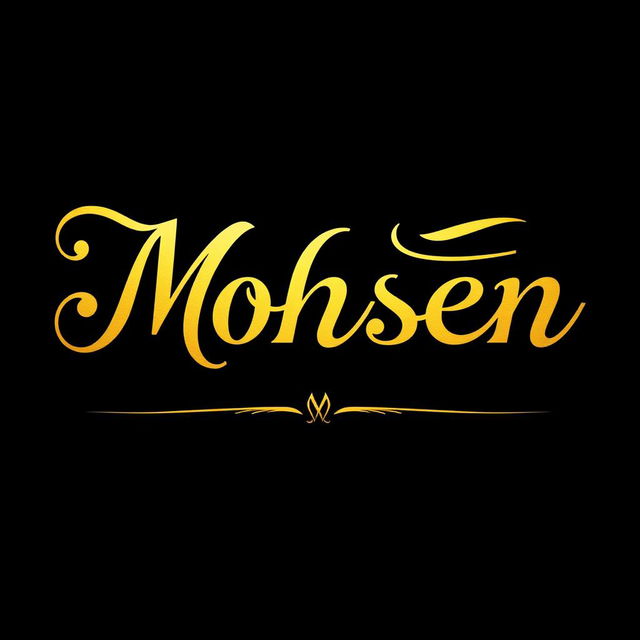 The word 'Mohsen' elegantly rendered in a royal and golden font