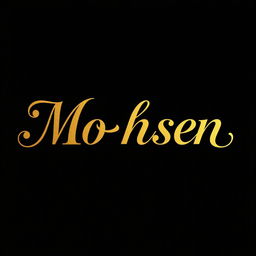 The word 'Mohsen' elegantly rendered in a royal and golden font
