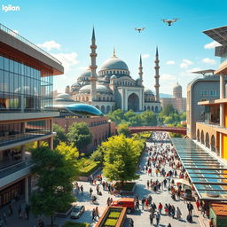 A futuristic view of Isfahan in ten years, showcasing modern architecture seamlessly blended with traditional Persian designs