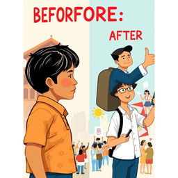 An eye-catching 10x15 inch poster that vividly portrays the social, political, and cultural changes in the Philippines, utilizing a clear 'before and after' theme
