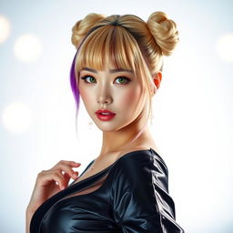 A glamorous and captivating portrait of Ishida Misaki, a former popstar renowned for her time in the Japanese idol group 'XD'