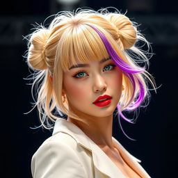A glamorous and captivating portrait of Ishida Misaki, a former popstar renowned for her time in the Japanese idol group 'XD'