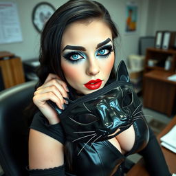 A full-length photographic image of a beautiful 19-year-old woman with pale skin and thick black hair