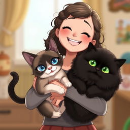 An animated image featuring a girl with mid-length curly hair and a small mole beside her nose