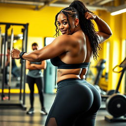 A striking image of Brittany, an African-American former college volleyball player with a bratty attitude, showcasing her skills as a trainer