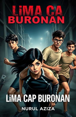 A cover photo depicting five young adults, four boys and one girl, portrayed as high school students and athletes specializing in running and high jump