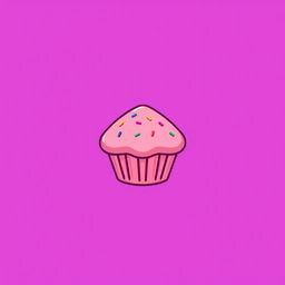 A logo design featuring a cute pink muffin placed in the center, set against a vibrant purple background