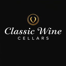 A logo design featuring a solid black background with luxurious gold and silver lettering