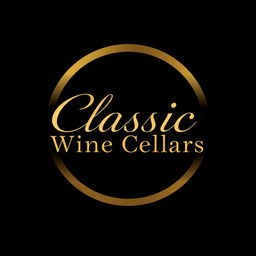 A logo design featuring a solid black background with luxurious gold and silver lettering