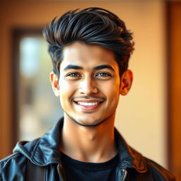 A portrait of a handsome young man named Sashanka Bairagi, radiating confidence and charm