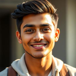 A portrait of a handsome young man named Sashanka Bairagi, radiating confidence and charm