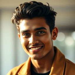 A portrait of a handsome young man named Sashanka Bairagi, radiating confidence and charm
