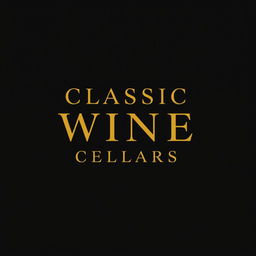 A logo design featuring a solid black background with elegant gold lettering