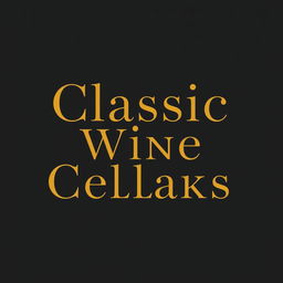 A logo design featuring a solid black background with elegant gold lettering