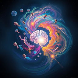A thought-provoking portrayal of sentience, depicting an abstract representation of consciousness