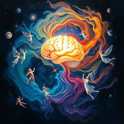 A thought-provoking portrayal of sentience, depicting an abstract representation of consciousness