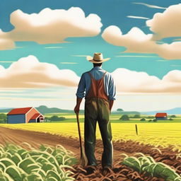 A high-quality digital art image, depicting a serene farming scene