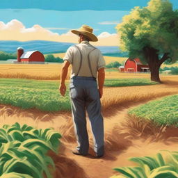 A high-quality digital art image, depicting a serene farming scene