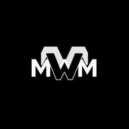 A striking logo design centered around the letters 'M W M', presented in white on a solid black background