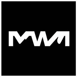 A striking logo design centered around the letters 'M W M', presented in white on a solid black background
