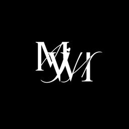 An elegant logo design centered around the letters 'M W M', presented in white on a black background