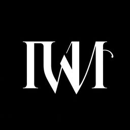 An elegant logo design centered around the letters 'M W M', presented in white on a black background