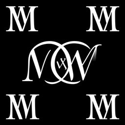 An elegant logo design centered around the letters 'M W M', presented in white on a black background