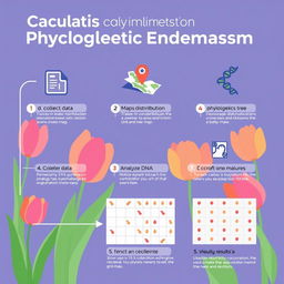 A modern and clear infographic showing the process of calculating phylogenetic endemism
