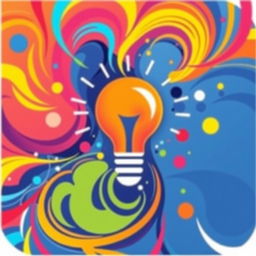 A vibrant and colorful thumbnail design featuring a dynamic composition of abstract shapes and patterns with a central focus on a large, eye-catching graphic element that represents creativity and innovation