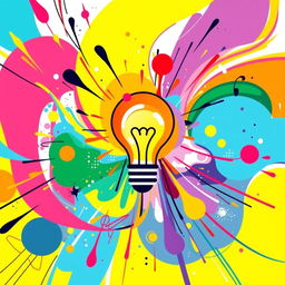A vibrant and colorful thumbnail design featuring a dynamic composition of abstract shapes and patterns with a central focus on a large, eye-catching graphic element that represents creativity and innovation