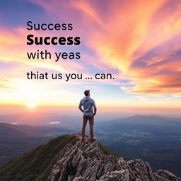 A visually inspiring scene representing the quote "Success begins with the belief that you can