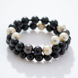 A stunning black bracelet adorned with luminous pearls, showcasing a luxurious design