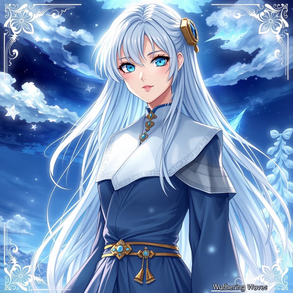 A stunning light novel cover in the art style of Wuthering Waves