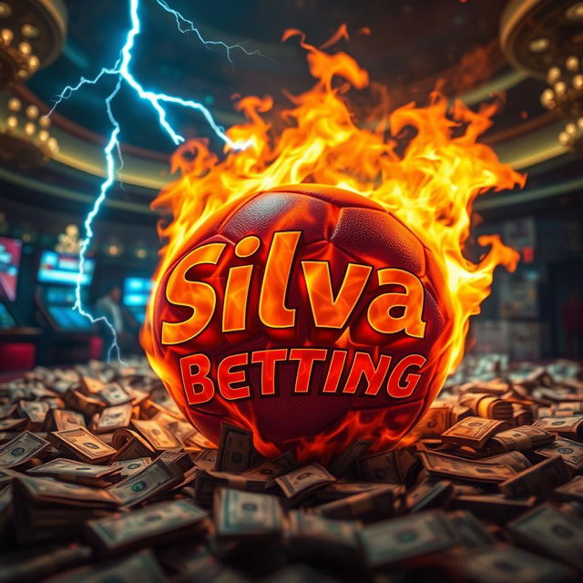 A dramatic scene featuring a football engulfed in flames, with the name 'Silva Betting' artistically wrapped around it