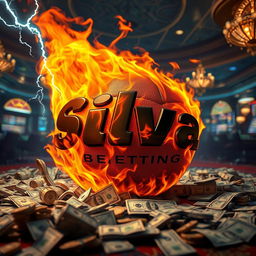 A dramatic scene featuring a football engulfed in flames, with the name 'Silva Betting' artistically wrapped around it
