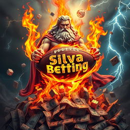 The great Zeus, depicted as a powerful figure, holding a football surrounded by flames