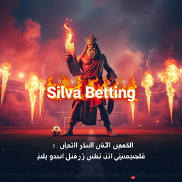 An electrifying scene on a football field ablaze with flares and fireworks, creating a vibrant and chaotic atmosphere