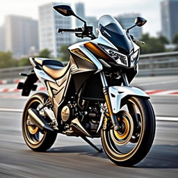 A sleek 2017 Zoomer X Honda motorcycle, showcasing its distinctive design and features, beautifully displayed with a color palette of white, black, and gold