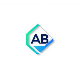 A sleek and modern design for a profile logo featuring a minimalist geometric shape, integrated initials 'AB' in a stylish font, and a vibrant gradient color scheme blending blues and greens