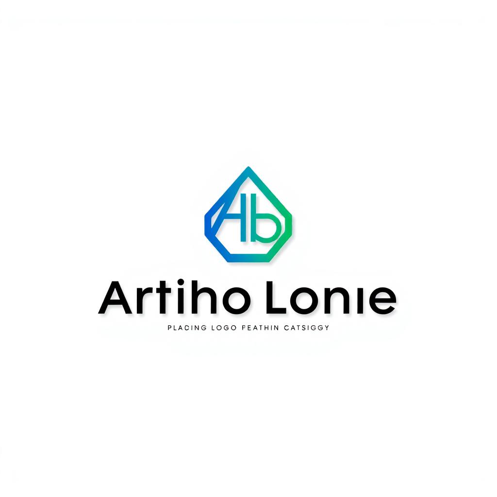 A sleek and modern design for a profile logo featuring a minimalist geometric shape, integrated initials 'AB' in a stylish font, and a vibrant gradient color scheme blending blues and greens