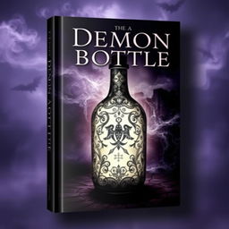 An intriguing book cover design featuring a mysterious, ornate bottle that glows with a dark light, symbolizing the demon contained within