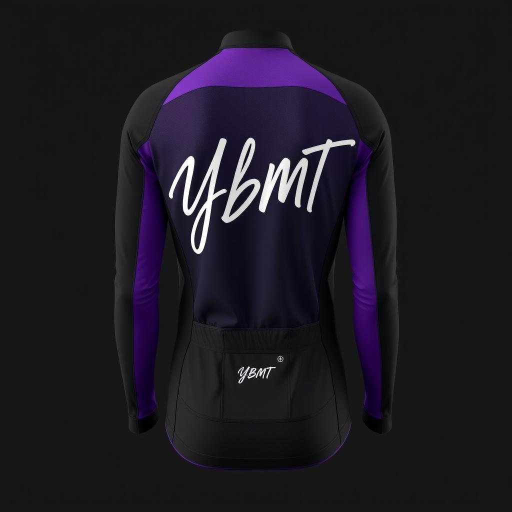 A stylish riding long jersey designed in a sleek combination of purple and black colors, featuring elegant white lining that accentuates the design
