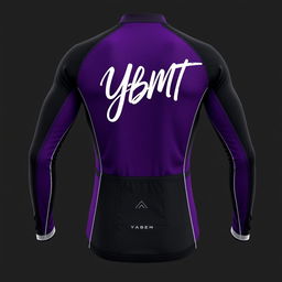 A stylish riding long jersey designed in a sleek combination of purple and black colors, featuring elegant white lining that accentuates the design