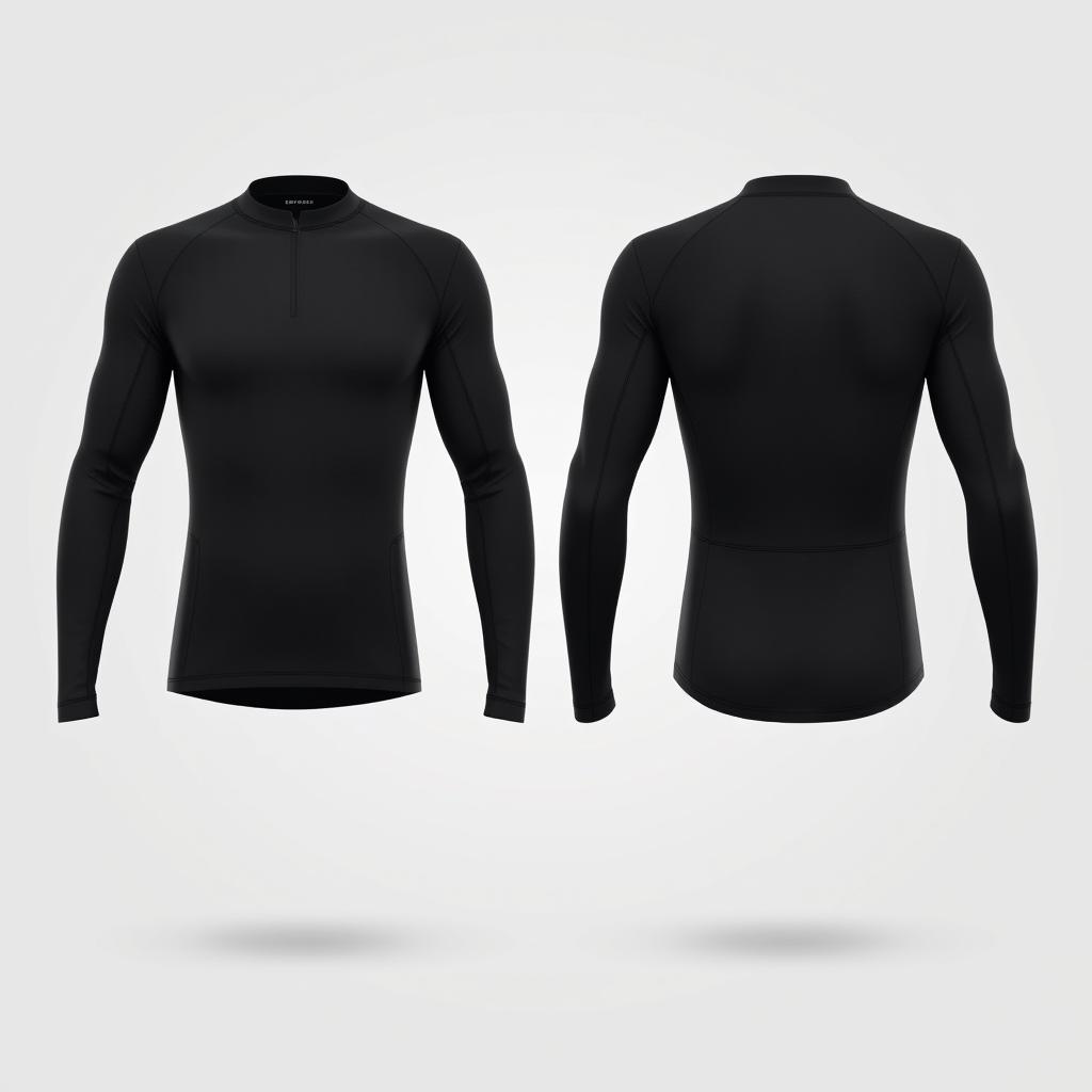 A plain motor riding long jersey design, featuring both front and back perspectives, showcasing a sleek and sporty appearance