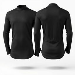 A plain motor riding long jersey design, featuring both front and back perspectives, showcasing a sleek and sporty appearance