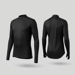 A plain motor riding long jersey design, featuring both front and back perspectives, showcasing a sleek and sporty appearance