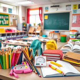 A colorful classroom filled with an array of school supplies