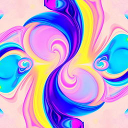 A vibrant and colorful abstract wallpaper design featuring swirling patterns and geometric shapes that blend seamlessly together, with a gradient of blues, purples, and pinks