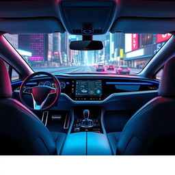 A futuristic car dashboard filled with advanced technology features